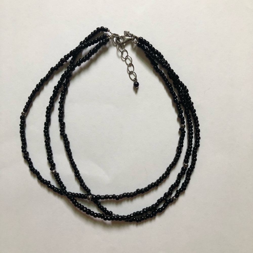 Silpada 3 Strand Black Glass Bead Necklace